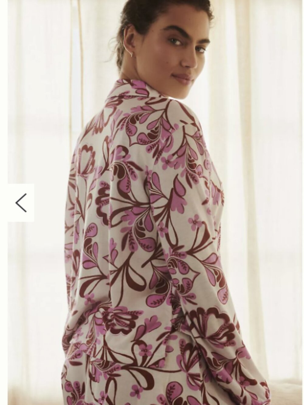 Anthropologie Pink and Cream Floral Pajama Set